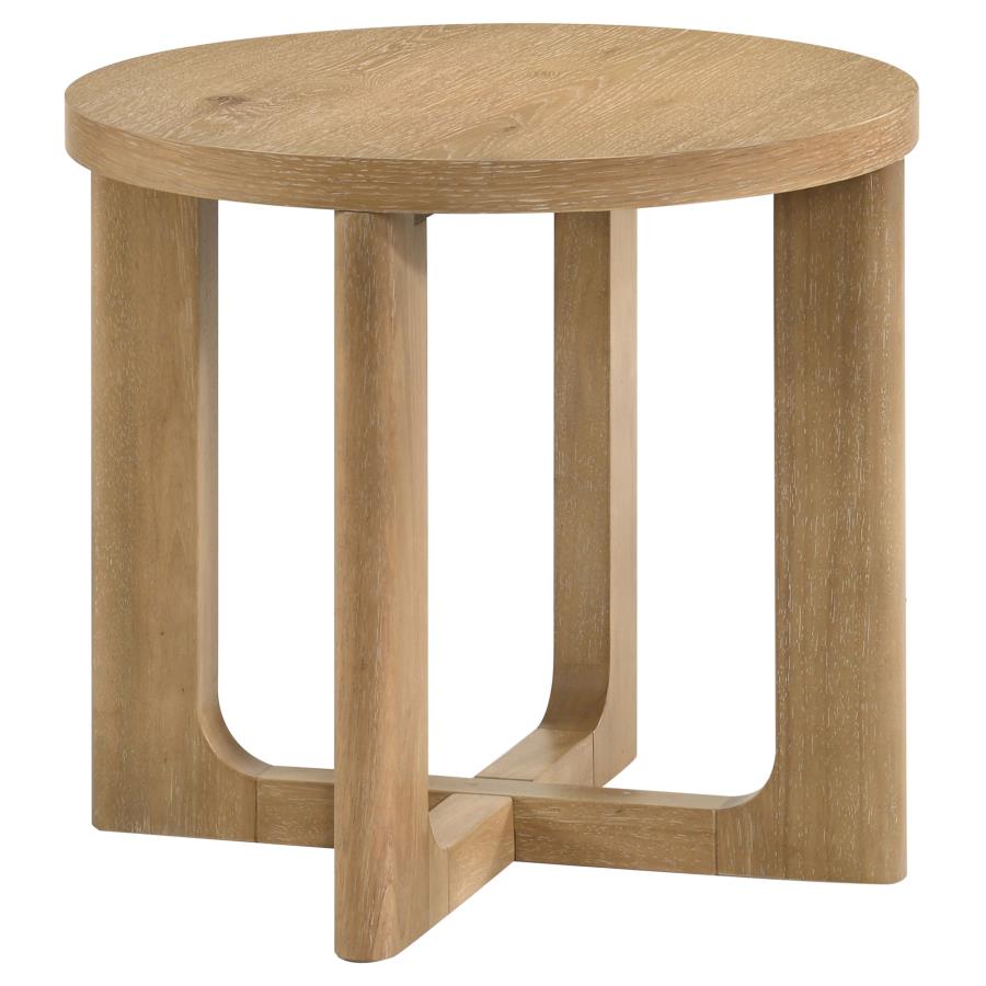 Kessler 2-piece Round Sculptural Wood Coffee Table Set Light Oak view 3