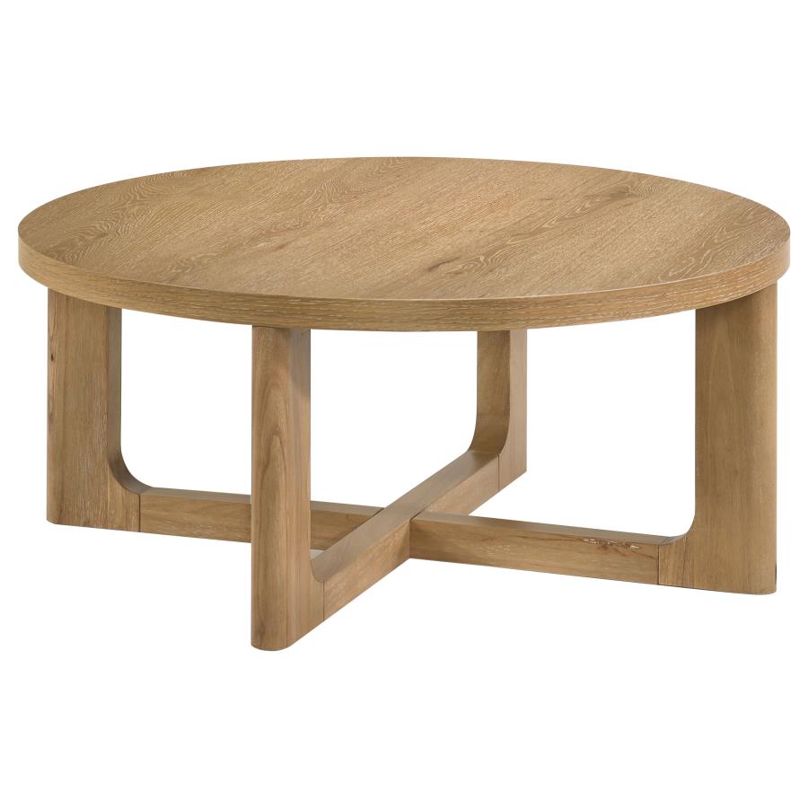 Kessler 3-piece Round Sculptural Wood Coffee Table Set Light Oak view 7