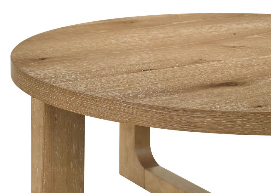 Kessler Round Sculptural Wood Coffee Table Light Oak view 6