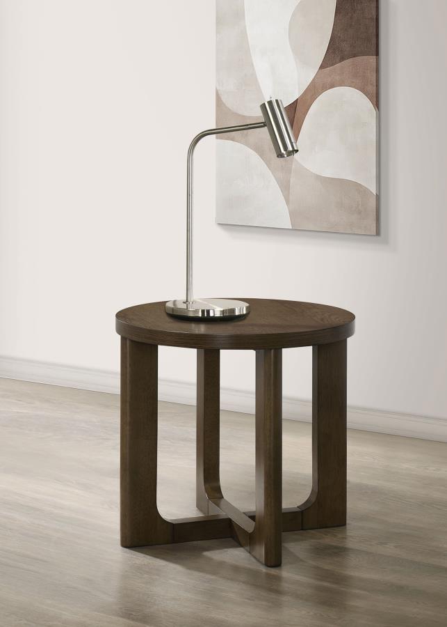 Kessler Round Sculptural Wood End Table Brown view 2