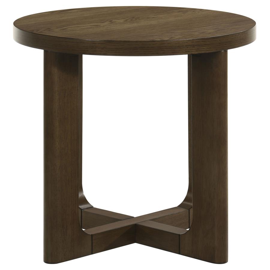 Kessler Round Sculptural Wood End Table Brown view 3