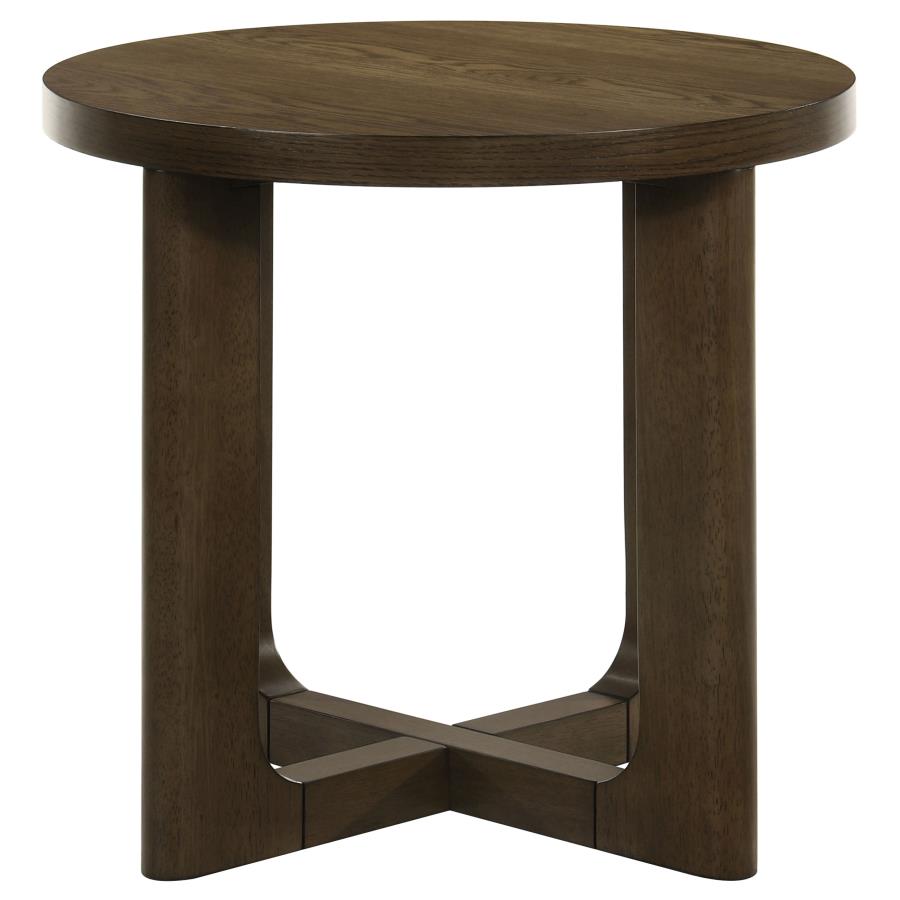 Kessler Round Sculptural Wood End Table Brown view 4