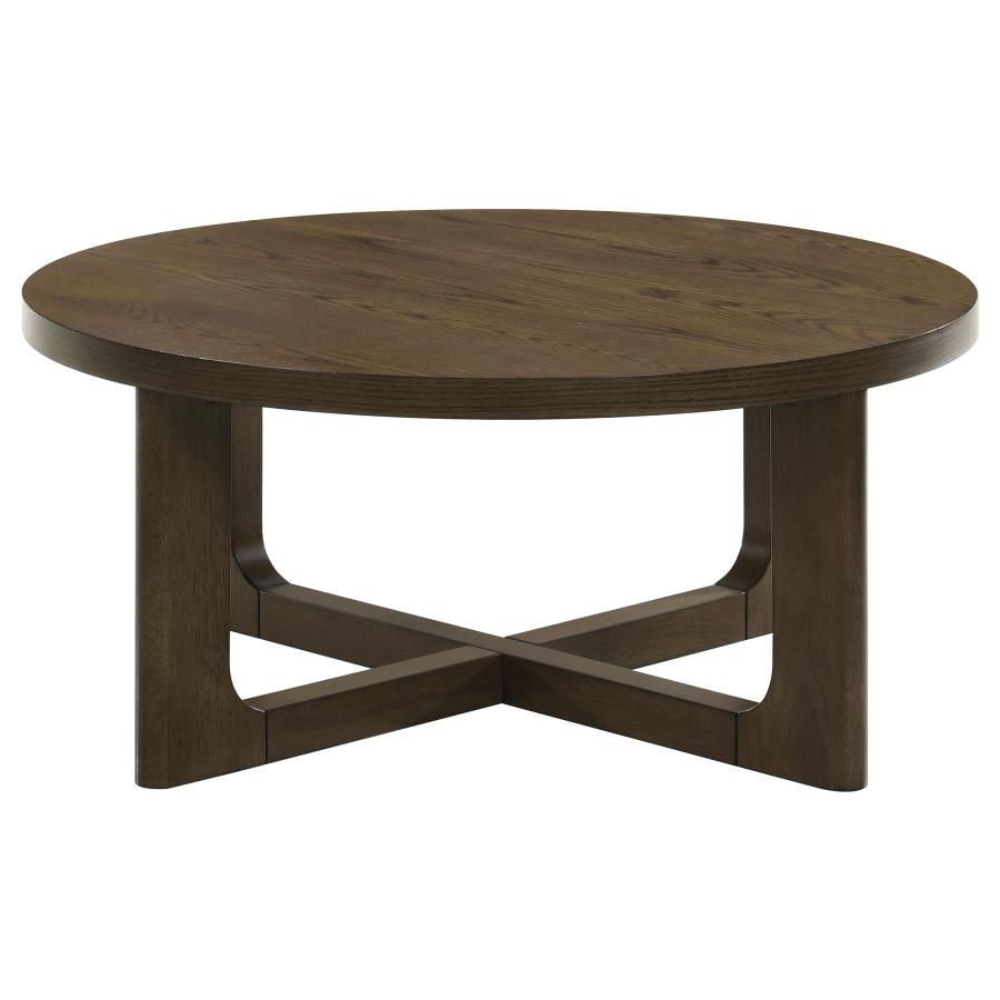 Kessler Round Sculptural Wood Coffee Table Brown view 3