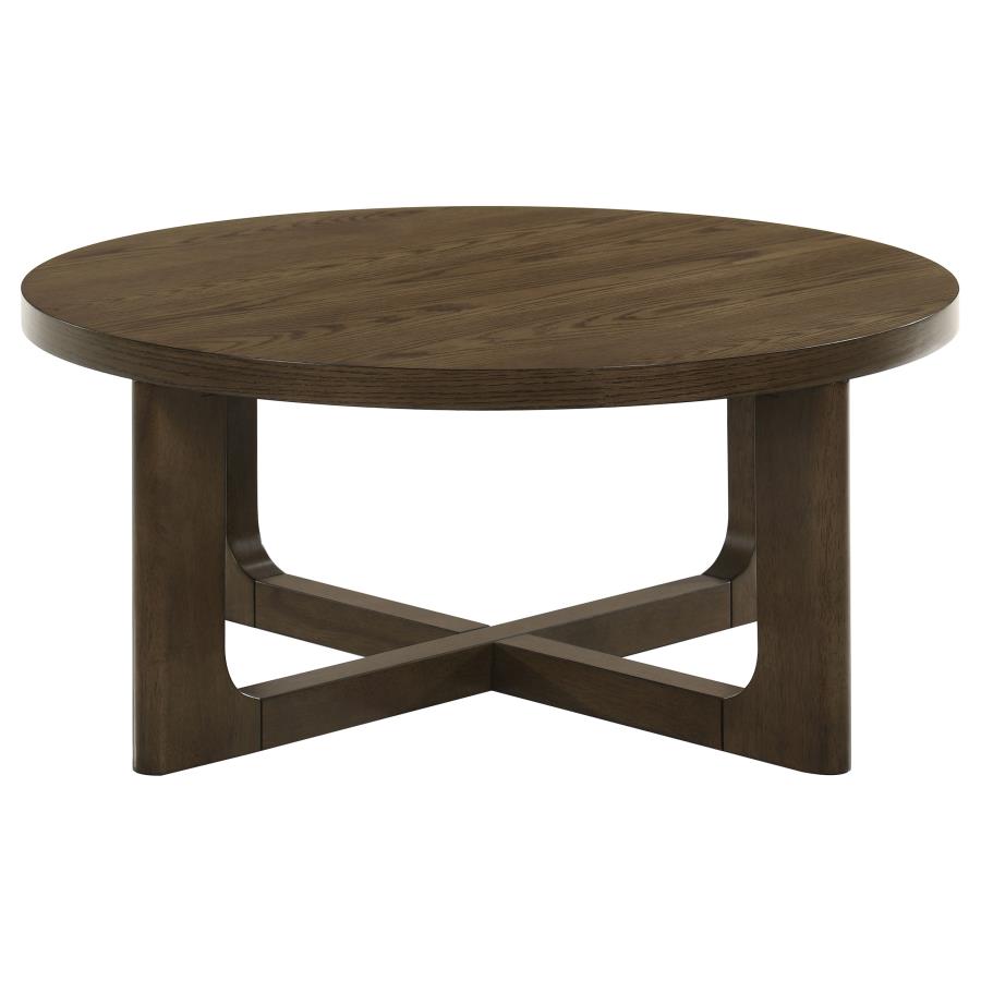 Kessler Round Sculptural Wood Coffee Table Brown view 4