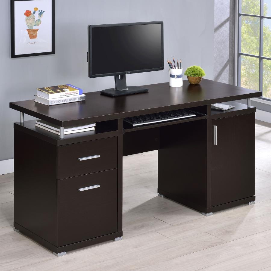 Tracy 55-inch 2-drawer Office Computer Desk Cappuccino view 2