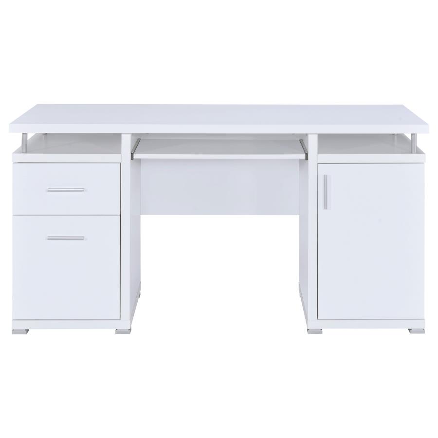Tracy 55-inch 2-drawer Office Computer Desk White view 4