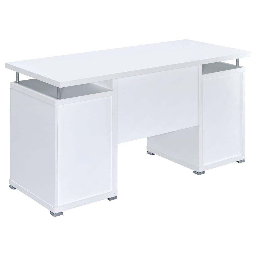 Tracy 55-inch 2-drawer Office Computer Desk White view 6