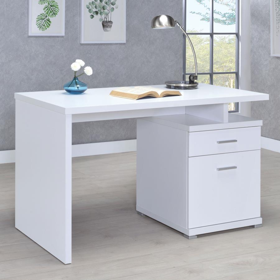 Irving 47-inch 2-drawer Office Computer Desk White view 2