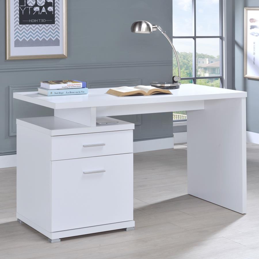 Irving 47-inch 2-drawer Office Computer Desk White view 3