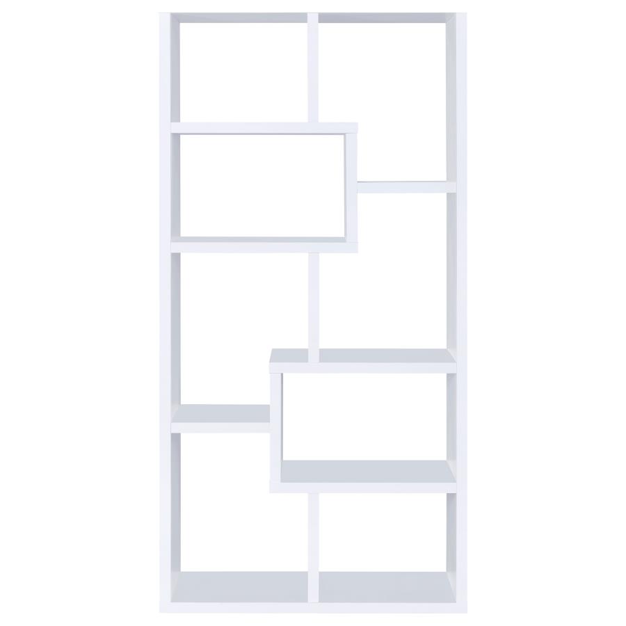 Theo 71-inch 6-shelf Bookshelf White view 3