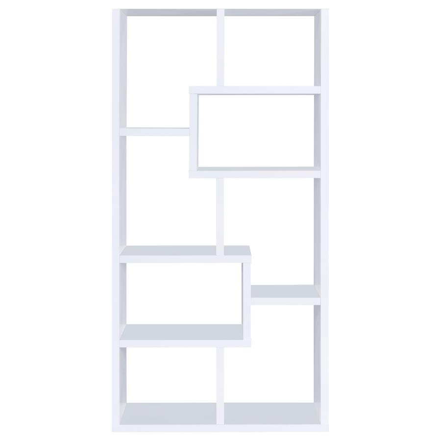 Theo 71-inch 6-shelf Bookshelf White view 6