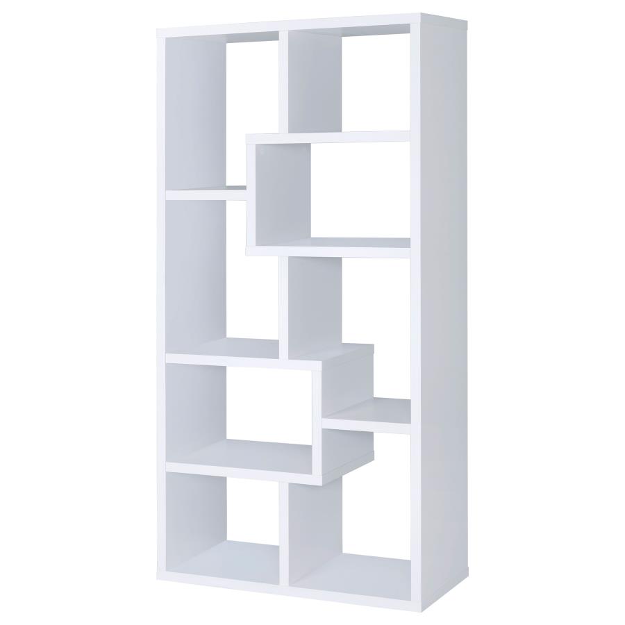 Theo 71-inch 6-shelf Bookshelf White view 7