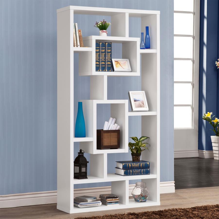 Corey 71-inch 8-shelf Bookshelf White view 2