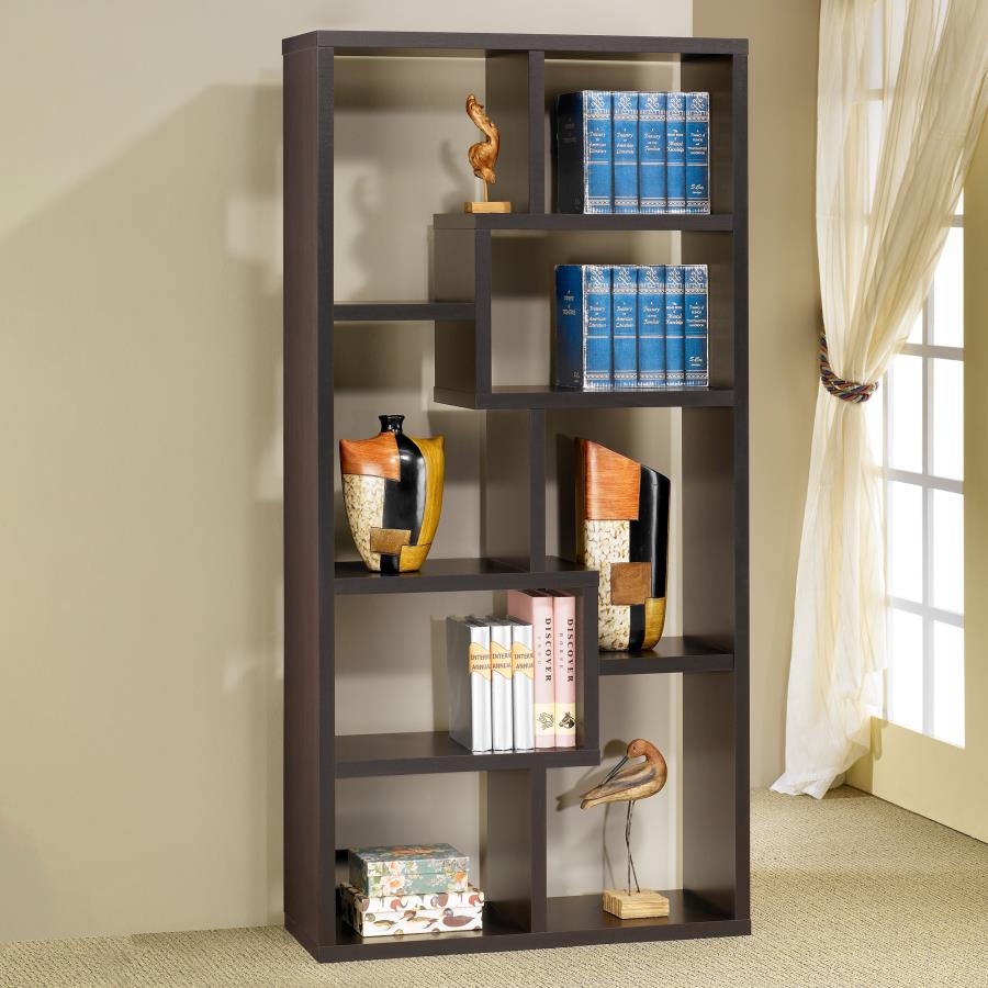 Theo 71-inch 6-shelf Bookshelf Cappuccino view 2