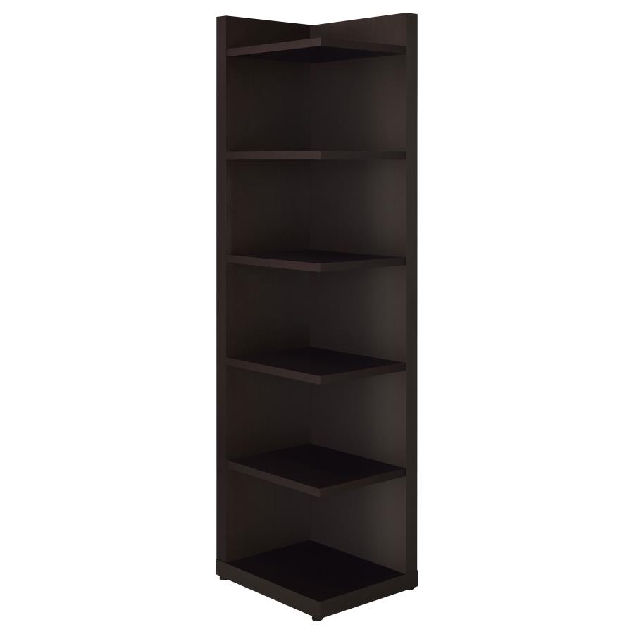 Alder 71-inch 6-shelf Corner Bookcase Cappuccino view 3
