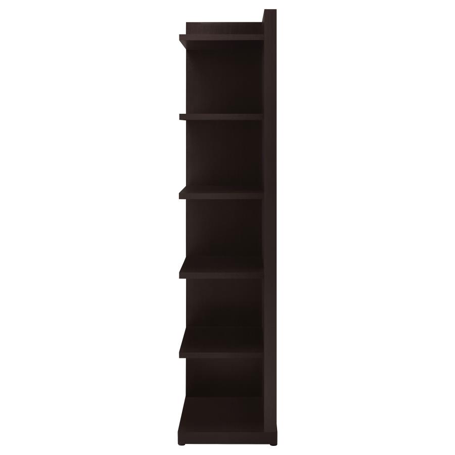 Alder 71-inch 6-shelf Corner Bookcase Cappuccino view 6