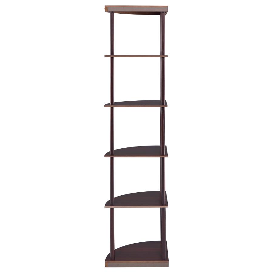 Bonwick 72-inch 5-shelf Corner Bookshelf Cappuccino view 6