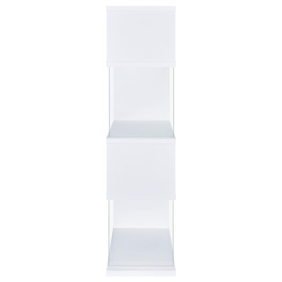 Emelle 63-inch 4-shelf Glass Panel Bookshelf White view 4