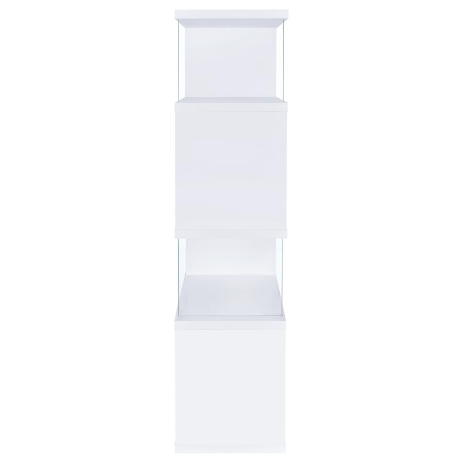 Emelle 63-inch 4-shelf Glass Panel Bookshelf White view 7