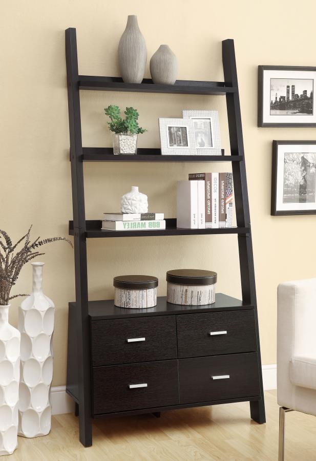 Colella 72-inch 5-shelf Storage Ladder Bookshelf Cappuccino view 2