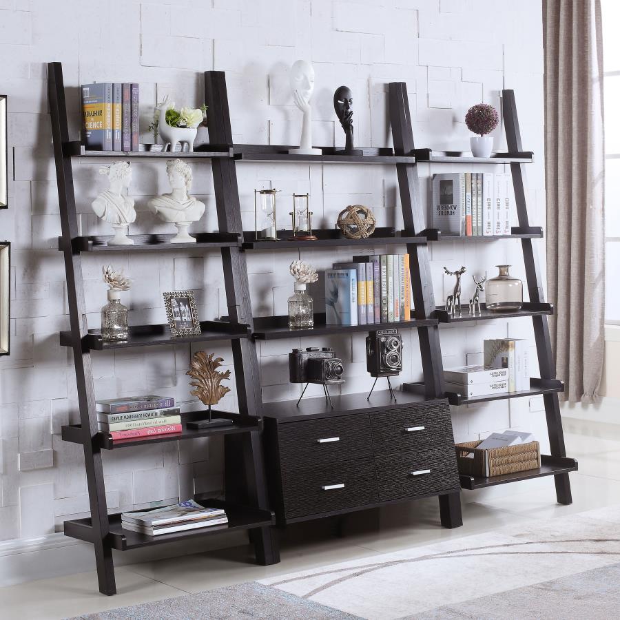 Colella 72-inch 5-shelf Storage Ladder Bookshelf Cappuccino view 6