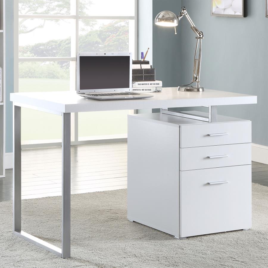 Brennan 47-inch 3-drawer Office Computer Desk White view 2