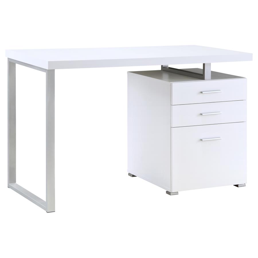 Brennan 47-inch 3-drawer Office Computer Desk White view 3