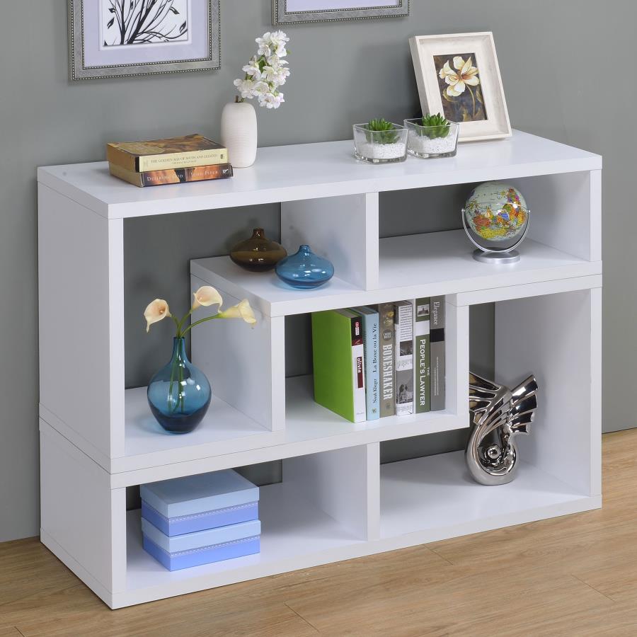 Velma Multipurpose TV Stand and Bookshelf White view 2