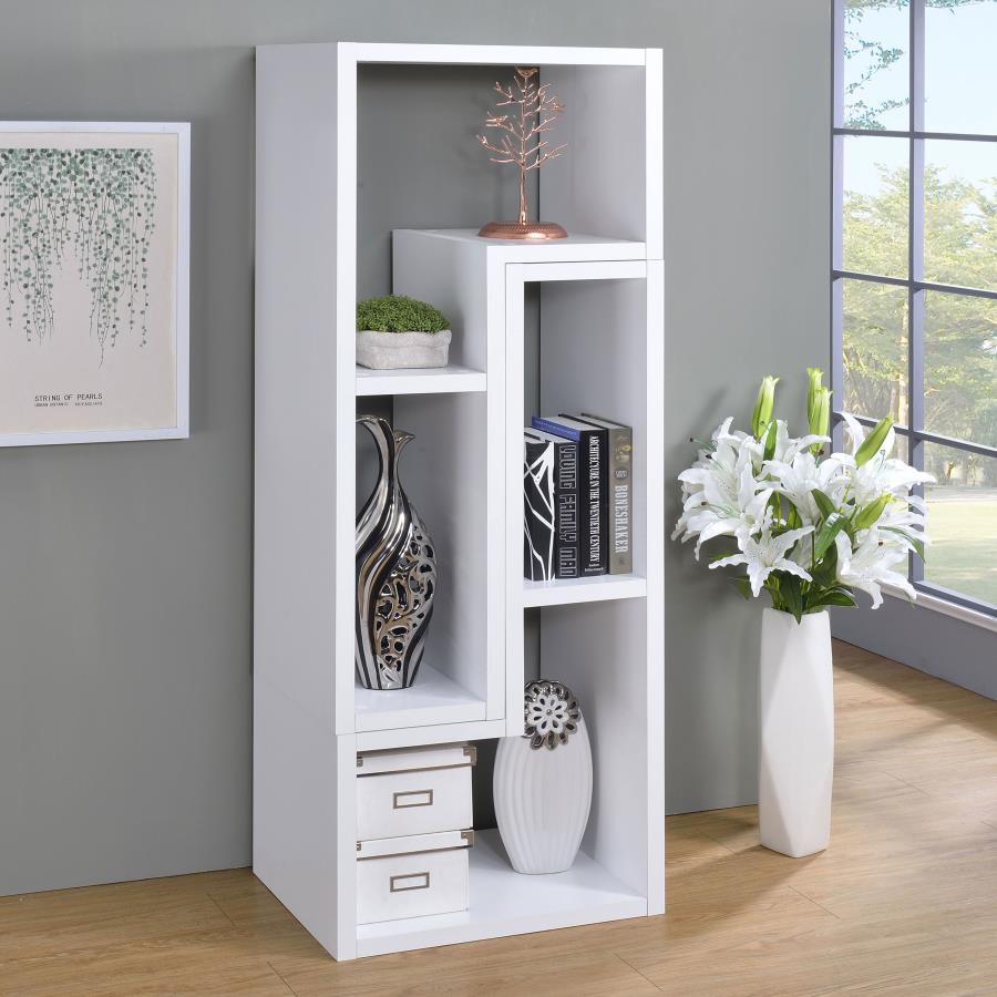 Velma Multipurpose TV Stand and Bookshelf White view 3