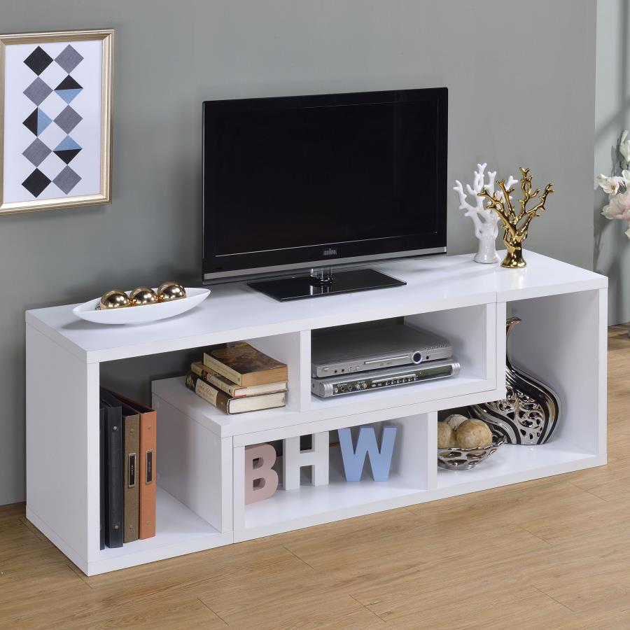 Velma Multipurpose TV Stand and Bookshelf White view 4