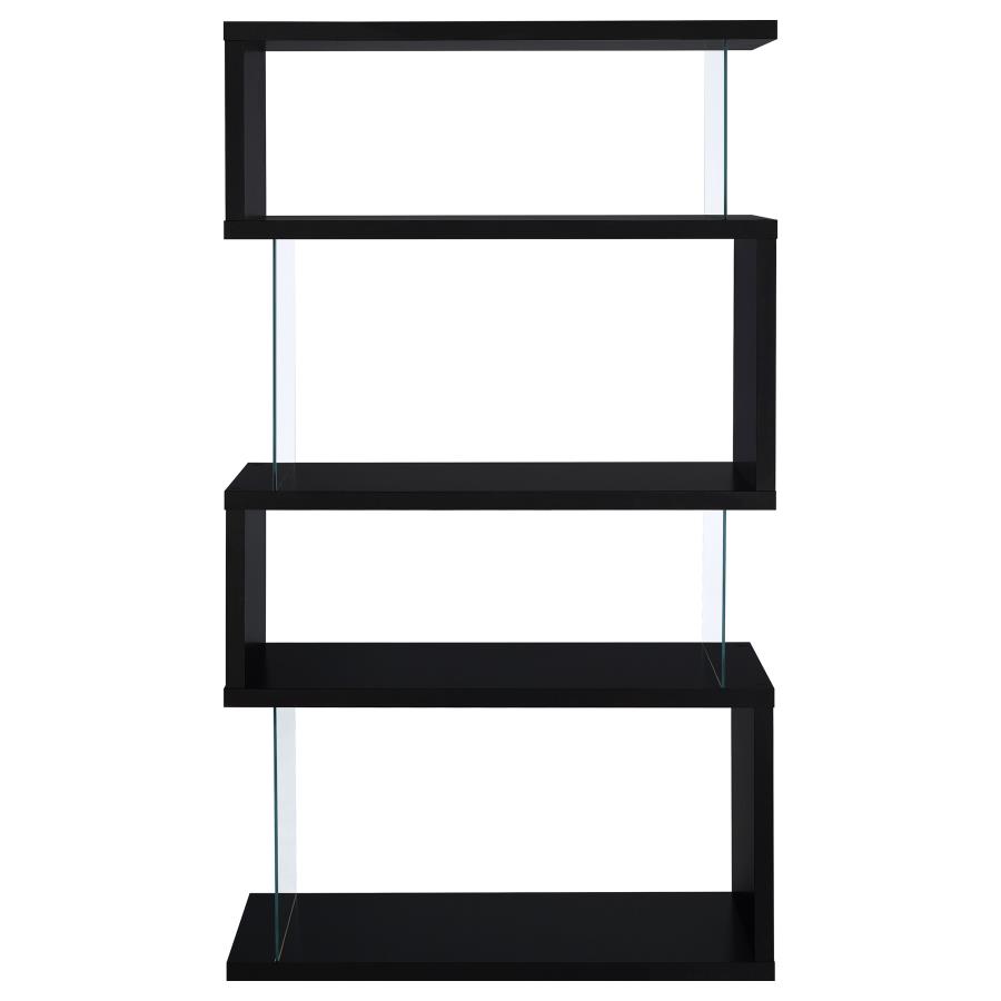 Emelle 63-inch 4-shelf Glass Panel Bookshelf Black view 3