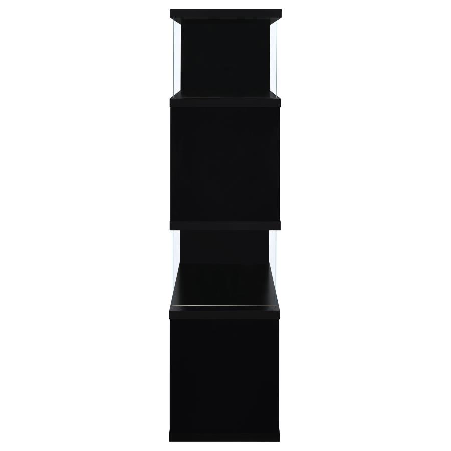 Emelle 63-inch 4-shelf Glass Panel Bookshelf Black view 4