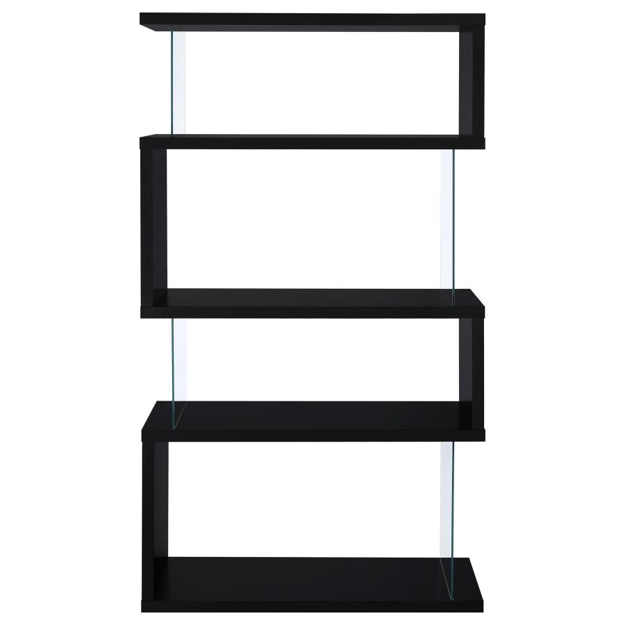 Emelle 63-inch 4-shelf Glass Panel Bookshelf Black view 6
