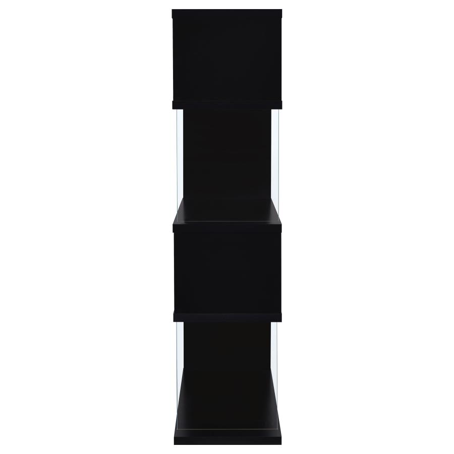 Emelle 63-inch 4-shelf Glass Panel Bookshelf Black view 7