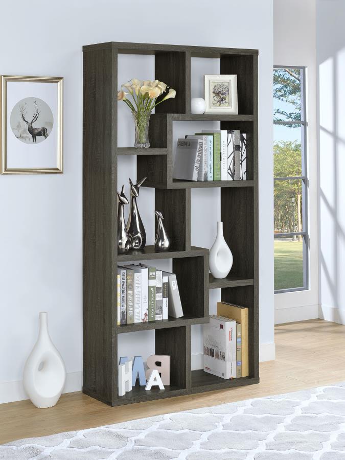 Theo 71-inch 6-shelf Bookshelf Weathered Grey view 2