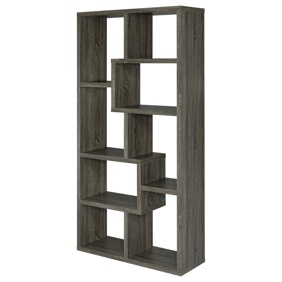 Theo 71-inch 6-shelf Bookshelf Weathered Grey view 4