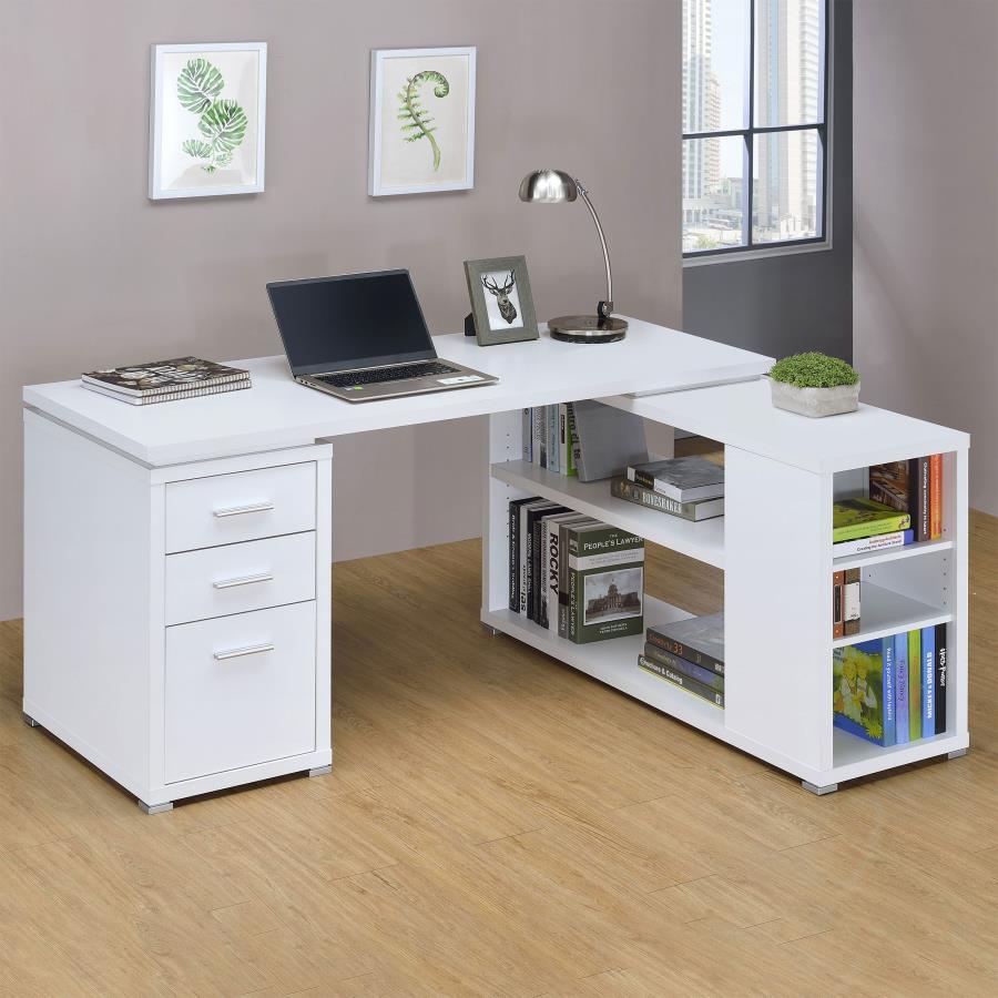 Yvette 60-inch 3-drawer L-Shape Computer Desk White view 2