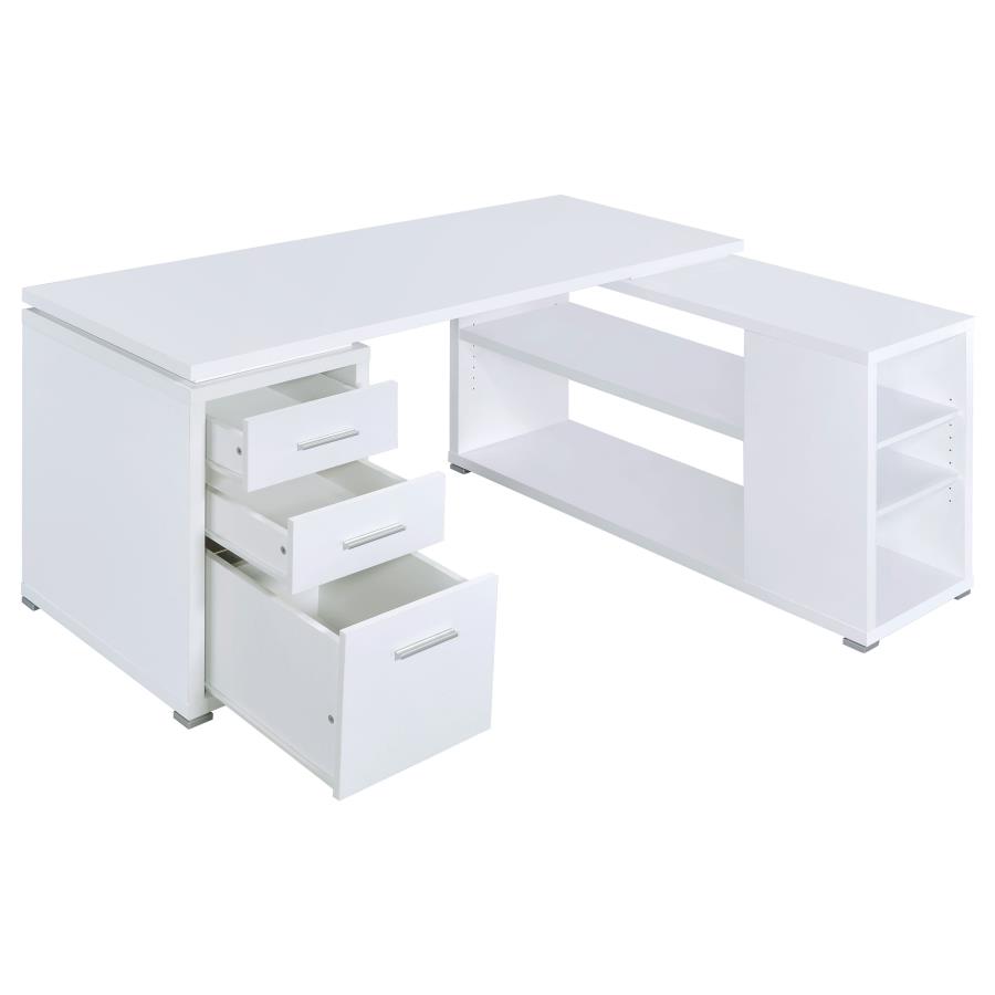 Yvette 60-inch 3-drawer L-Shape Computer Desk White view 3