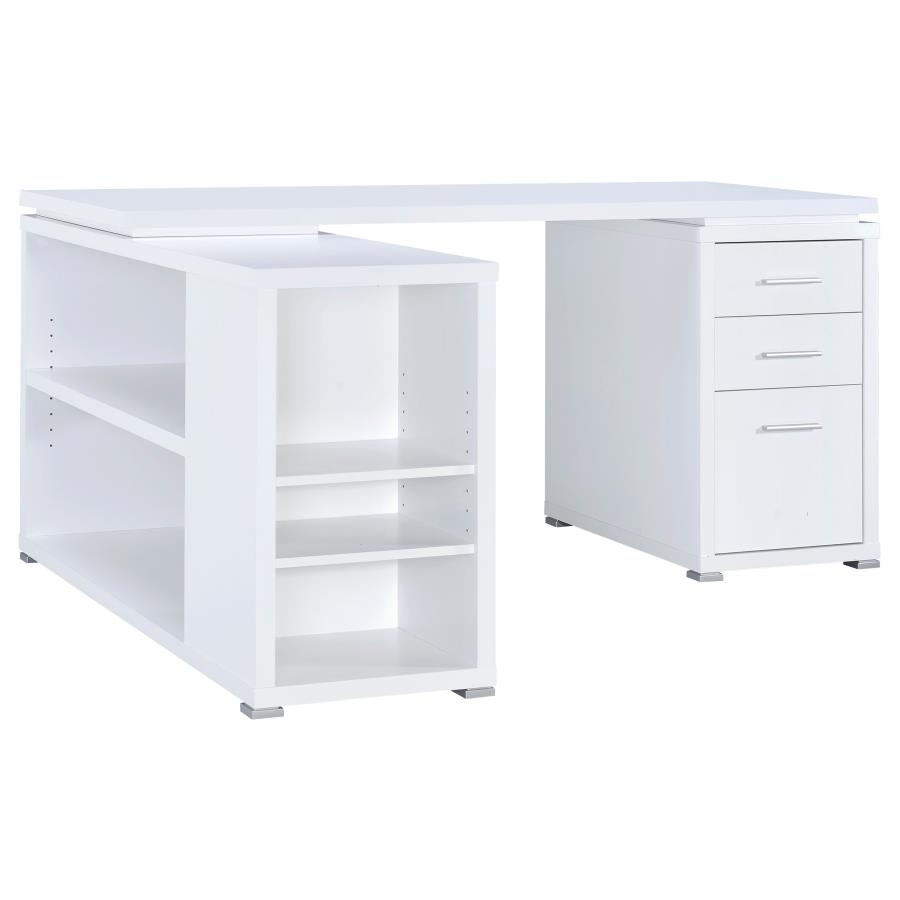 Yvette 60-inch 3-drawer L-Shape Computer Desk White view 4