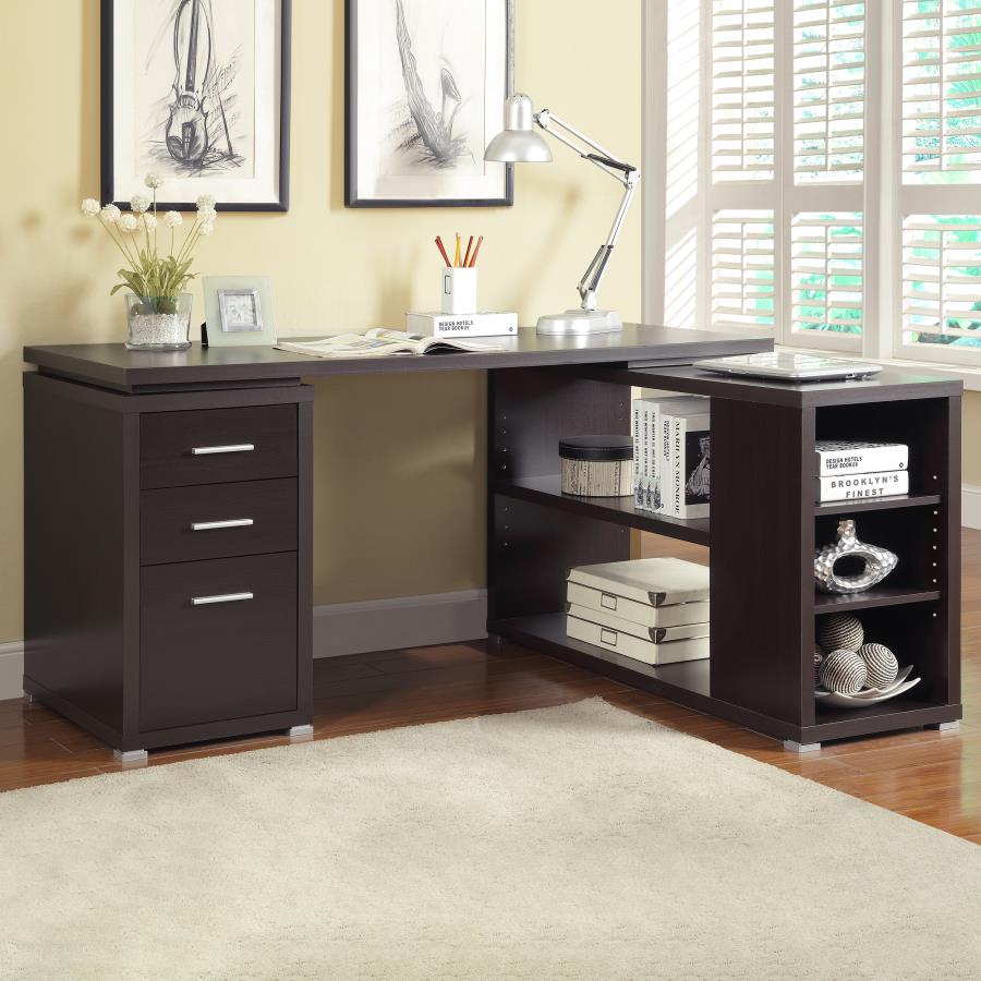 Yvette 60-inch 3-drawer L-Shape Computer Desk Cappuccino view 2