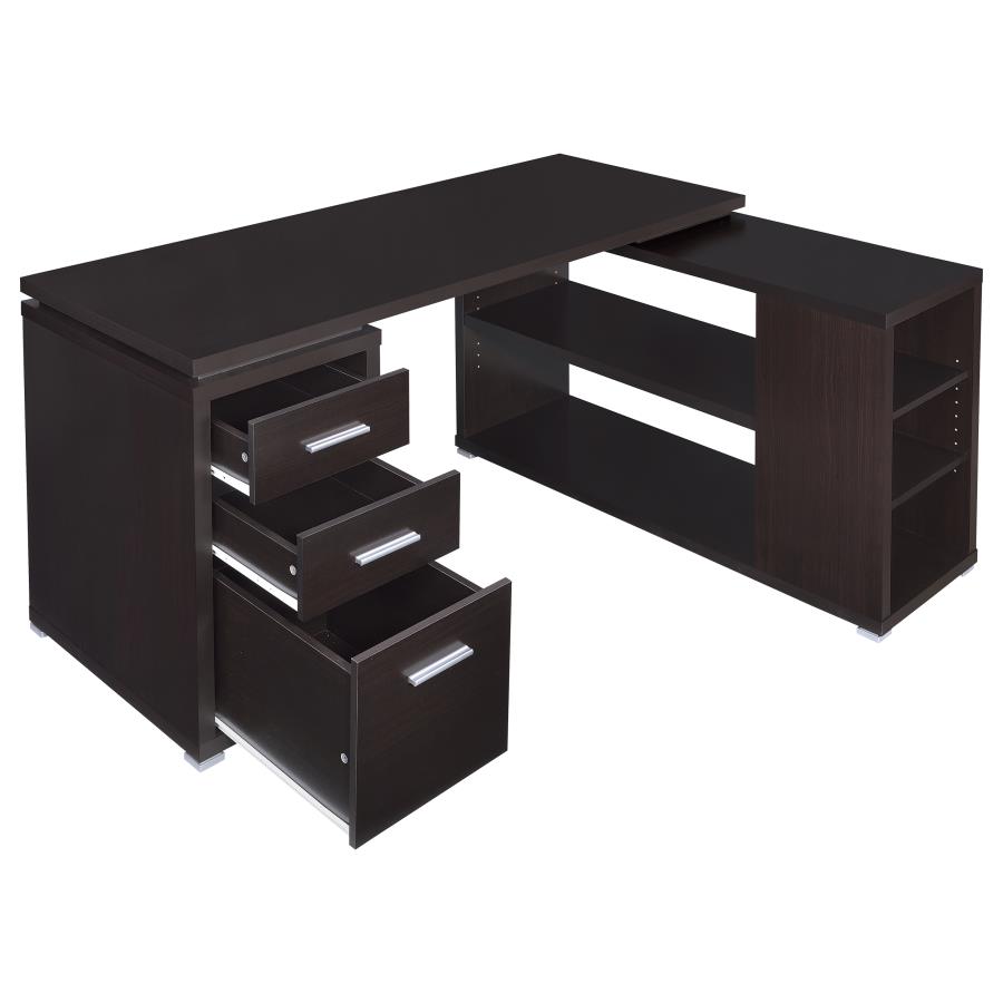 Yvette 60-inch 3-drawer L-Shape Computer Desk Cappuccino view 3