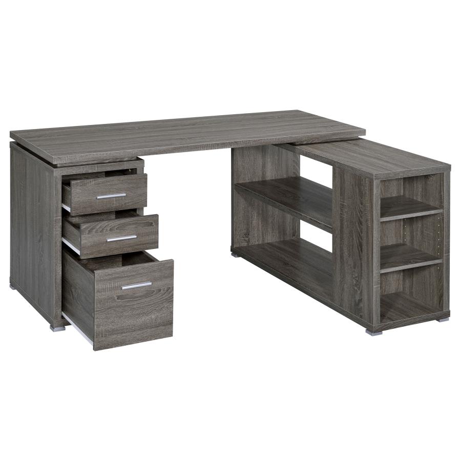 Yvette 60-inch 3-drawer L-Shape Computer Desk Weathered Grey view 3