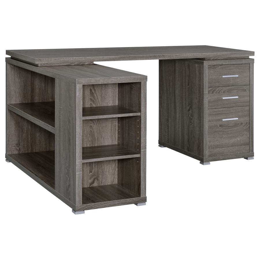 Yvette 60-inch 3-drawer L-Shape Computer Desk Weathered Grey view 4