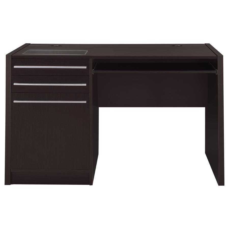 Halston 47-inch 2-drawer Office Desk with Cabinet Cappuccino view 4