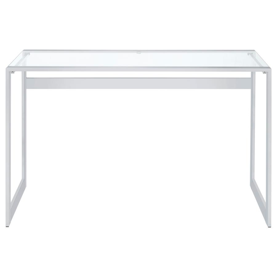 Hartford 47-inch Glass Top Writing Desk Chrome view 3