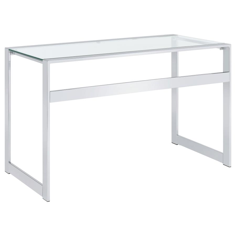 Hartford 47-inch Glass Top Writing Desk Chrome view 6
