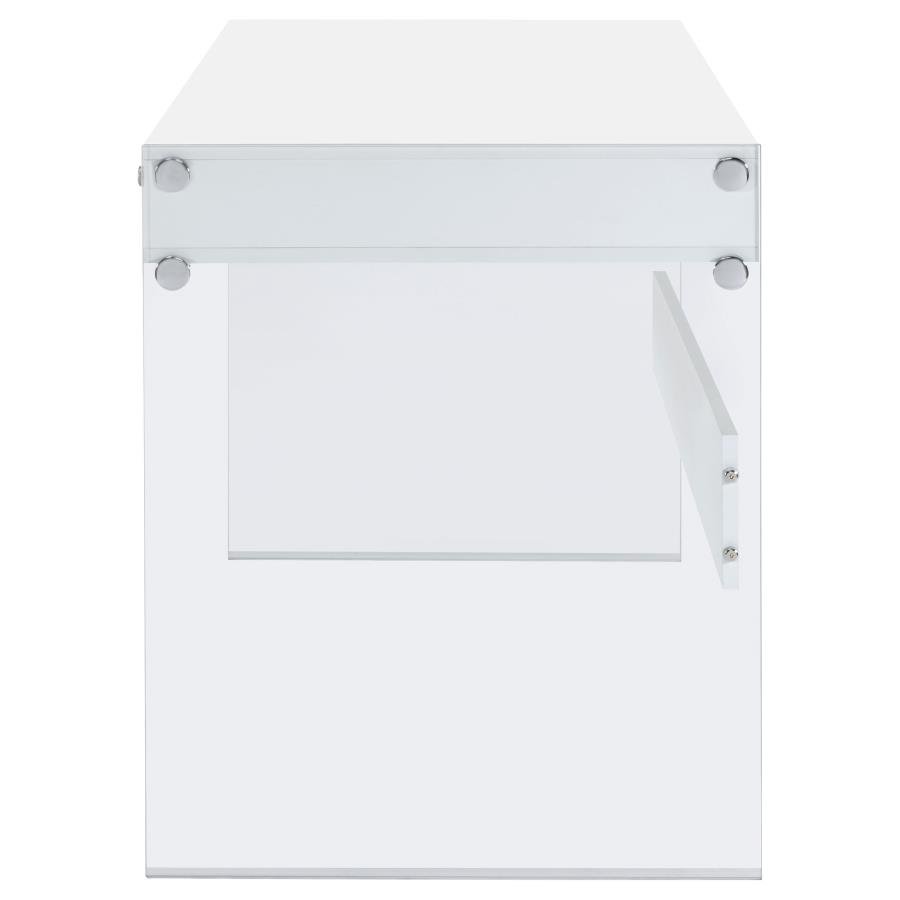 Dobrev 48-inch 2-drawer Writing Desk White High Gloss view 6