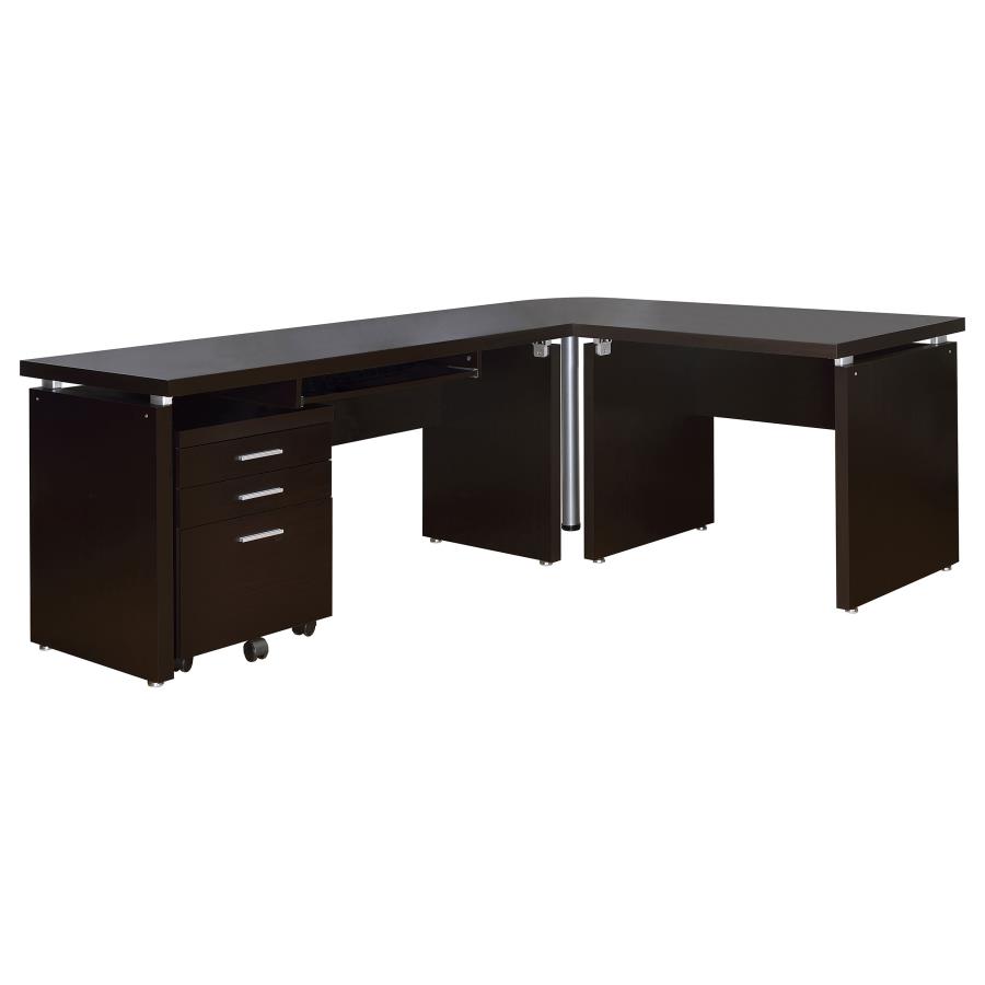 Skylar L-Shape Desk with Mobile File Cabinet Cappuccino view 2