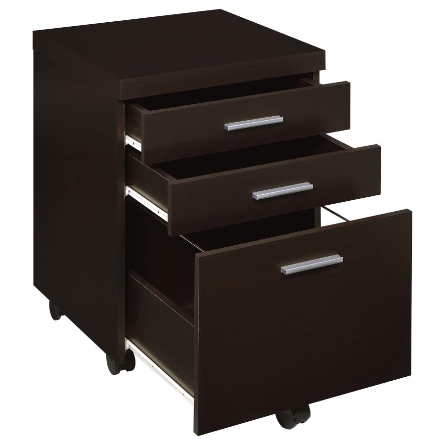 Skylar 3-drawer Home Office Mobile File Cabinet Cappuccino view 3