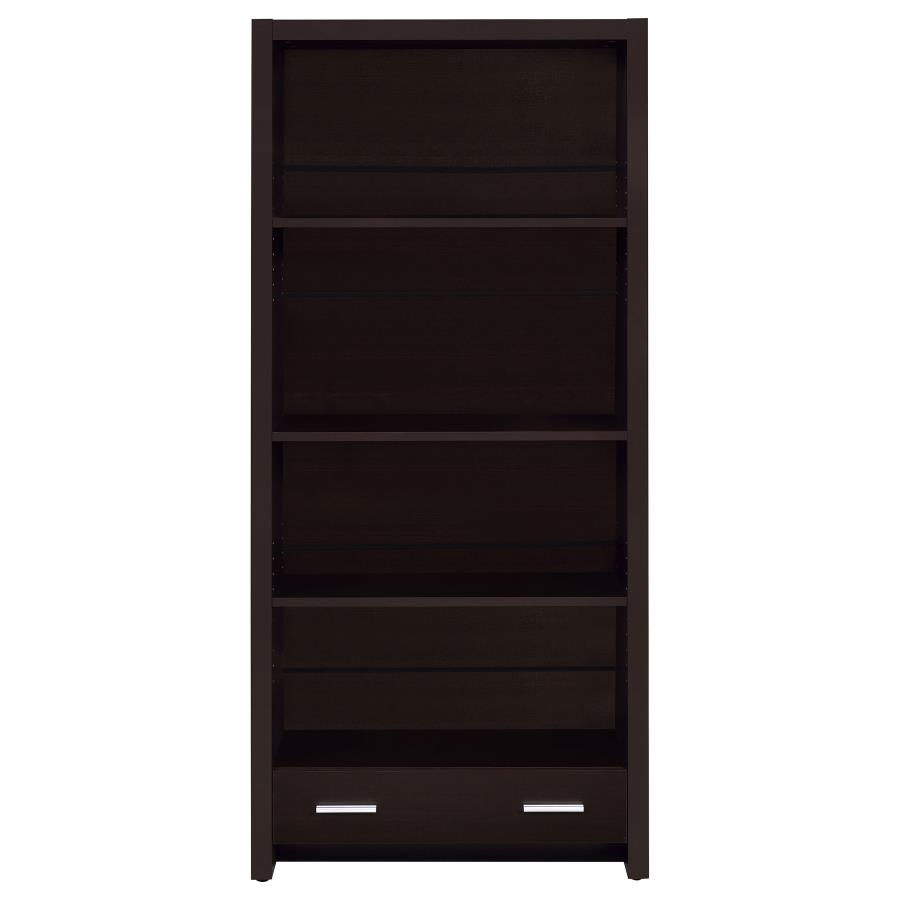 Skylar 71-inch 5-shelf Bookcase with Drawer Cappuccino view 4